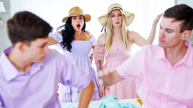 Doggystyle scene with awesome Sydney Paige, Sandy Love and Parker Ambrose