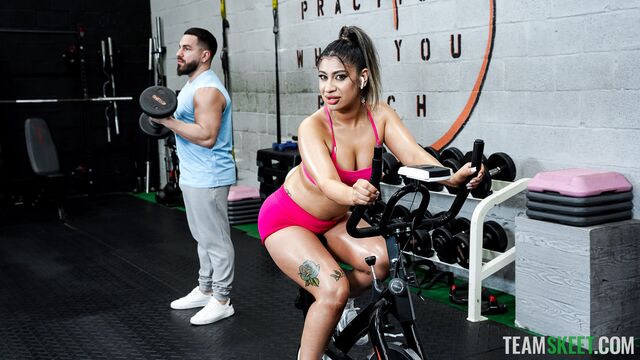 Gym scene with passionate Mila Milkshake