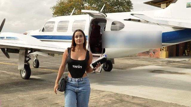 Airplane film with horny Abella Olsen from Grab