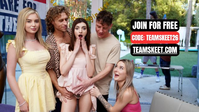 Gangbang scene with pretty Julia James, Lexi Lore, Rion King and Thea Summers