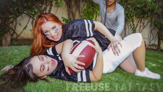 Gym Shorts action with horny Leana Lovings, Madison Morgan and Max Fills from Grab