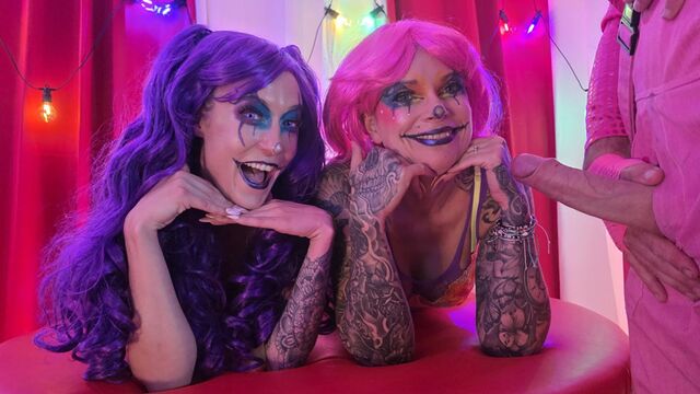 Pink Hair screw with seductive Charlotte Rose, EMOJIZZ, Jessie Rae and Rokky Horror